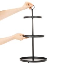 Artículo Soporte redondo de metal de tres niveles para servir, ideal para la decoración de mesas de varios niveles, 61 cm.