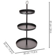 Artículo Soporte redondo de metal de tres niveles para servir, ideal para la decoración de mesas de varios niveles, 61 cm.