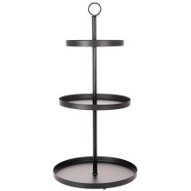 Artículo Soporte redondo de metal de tres niveles para servir, ideal para la decoración de mesas de varios niveles, 61 cm.