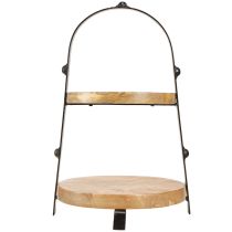 Artículo Soporte para tartas madera metal negro natural 2 niveles Ø25,5cm H38cm