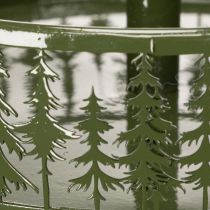Artículo Soporte metálico escalonado para servir, verde, tres niveles, decoración de abeto, redondo, 49 cm