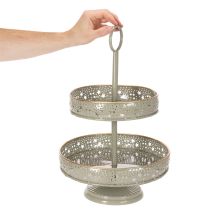 Artículo Bandeja decorativa de dos niveles con asa, diseño de estrella, 49 cm.