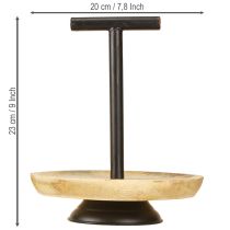 Artículo Estantería redonda de un nivel Madera y metal negro A24cm