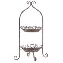 Etagere de metal 2 niveles marrón blanco Ø25,5cm 63,5cm