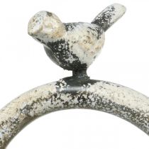 Soporte para tartas de metal con aspecto vintage y pantalla gris desgastada con pájaro Al. 60 cm