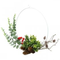 Artículo Corona decorativa de eucalipto, bayas y piñas artificiales Ø30cm