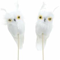 Artículo Decoración del ramo Owl White 10cm 2 piezas