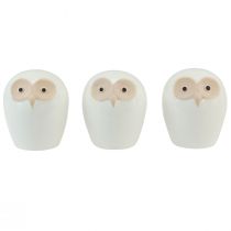 Artículo Figuras decorativas de búho decoración de animales del bosque de cerámica blanco 11,5 cm 3 piezas
