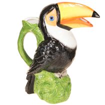 Artículo Jarrón decorativo exótico con figura de tucán de cerámica de colores 20×10×24cm