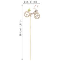 Artículo Estacas de madera con motivo de bicicleta para un ambiente romántico primaveral en el salón, 8 cm, 12 piezas