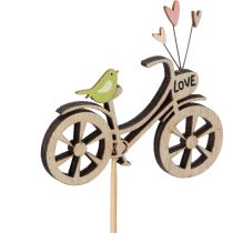 Artículo Estacas de madera con motivo de bicicleta para crear un ambiente romántico y primaveral en el salón, 8 cm, 12 unidades.