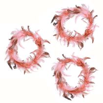 Artículo Corona de plumas de faisán decoración en rosa Ø20cm 3 piezas