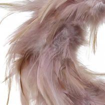 Guirnalda de plumas pequeña rosa, marrón rojiza Ø10,5cm Decoración Pascua plumas reales