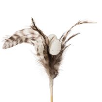 Artículo Estacas decorativas de ramas de plumas con plumas naturales, decoración de Pascua para arreglos elegantes, 37 cm, 12 piezas