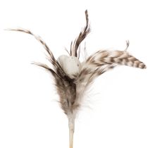 Artículo Estacas decorativas de ramas de plumas con plumas naturales, decoración de Pascua para arreglos elegantes, 37 cm, 12 piezas