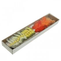 Artículo Mariposa de plumas sobre alambre 5cm naranja, amarillo 24 piezas