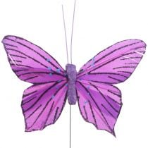 Pluma Mariposas Púrpura 8,5cm 12pcs