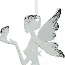 Elfo colgante deco metal blanco Ø7.5cm H12cm 4pcs