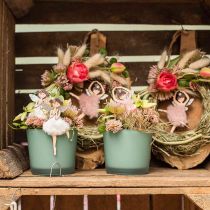 Hadas para colgar, decoración de primavera, decoración de elfos, colgante de madera rosa, turquesa, blanco H10-11.5cm 9pcs