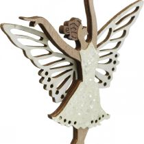 Enchufe de flores hada, primavera, elfo bailarín, enchufe de plantas naturaleza, plata, blanco 6 piezas