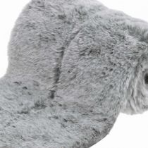 Camino de mesa pelo sintético gris, pelo decorativo para mesa 15×200cm