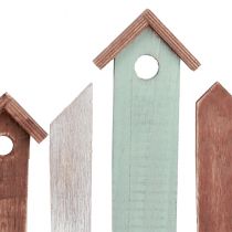 Biombo de ventana biombo de mesa decorativo hilera de casas de madera 69×30cm