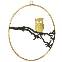 Artículo Decoración ventana búho en rama otoño, anillo decorativo metal 22cm
