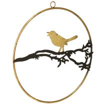Artículo Decoración ventana pájaro, decoración otoñal para colgar, metal Ø22,5cm