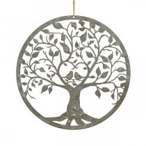 Resorte de decoración de ventana, decoración colgante árbol de metal gris Ø25cm 2pcs