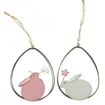 Decoración de ventana conejito de Pascua decoración colgante de metal Pascua 15cm 4pcs