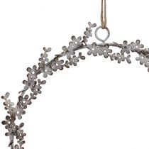 Artículo Decoración de ventanas, corona de puerta, corona de flores shabby chic, metal, blanco, Ø16,5 cm