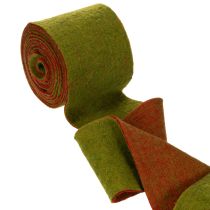 Artículo Cinta de fieltro de lana bicolor para macetas de floristería, verde/rojo, 15 cm x 5 m