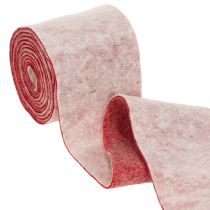Artículo Cinta de fieltro, 100% lana, bicolor, para usar como salvamanteles, cinta de fieltro blanca/roja, 15 cm x 5 m