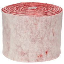 Artículo Cinta de fieltro, 100% lana, bicolor, para usar como salvamanteles, cinta de fieltro blanca/roja, 15 cm x 5 m