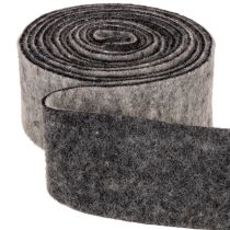 Artículo Cinta de fieltro, correa para macetas, 100% lana, gris/negro, 7,5 cm de ancho, 5 m de largo