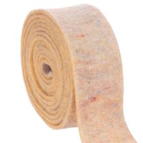 Artículo Cinta de fieltro bicolor para agarraderas, hecha de lana pura, naranja/multicolor, 7,5 cm de ancho, 5 m de largo.