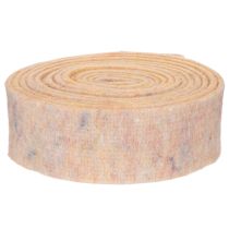 Artículo Cinta de fieltro bicolor para agarraderas, hecha de lana pura, naranja/multicolor, 7,5 cm de ancho, 5 m de largo.