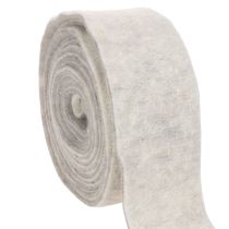 Artículo Cinta de fieltro bicolor, blanca/gris, hecha de 100% lana, 7,5 cm de ancho, 5 m de largo.