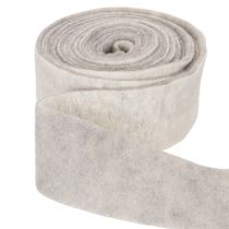 Artículo Cinta de fieltro bicolor, blanca/gris, hecha de 100% lana, 7,5 cm de ancho, 5 m de largo.
