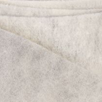 Artículo Cinta de fieltro bicolor, blanca/gris, hecha de 100% lana, 7,5 cm de ancho, 5 m de largo.