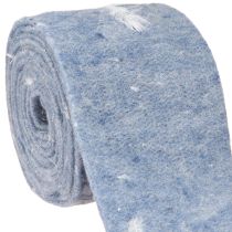 Artículo Cinta de fieltro cinta de lana tejido decorativo plumas azules fieltro de lana 15cm 5m