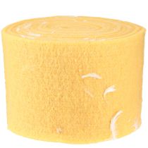 Artículo Cinta de fieltro cinta de lana tejido decorativo plumas amarillas fieltro de lana 15cm 5m