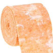Artículo Cinta de fieltro cinta de lana tejido decorativo plumas naranja fieltro de lana 15cm 5m