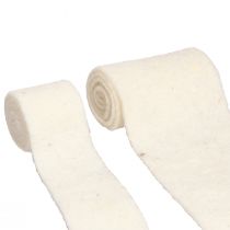 Artículo Cinta de fieltro Cinta de lana Blanca W7cm/15cm L100/100cm Juego de 2