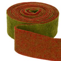 Artículo Cinta de fieltro, cinta bicolor para agarraderas, 100 % lana, rojo/verde, 7,5 cm de ancho, 5 m de largo.