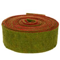 Artículo Cinta de fieltro, cinta bicolor para agarraderas, 100 % lana, rojo/verde, 7,5 cm de ancho, 5 m de largo.