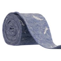 Artículo Cinta de fieltro cinta de lana tejido decorativo plumas azules fieltro de lana 15cm 5m