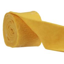 Artículo Cinta de fieltro cinta de lana tejido decorativo plumas amarillas fieltro de lana 15cm 5m