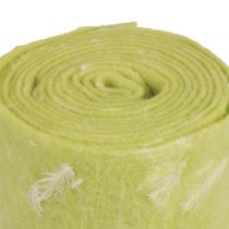 Artículo Cinta de fieltro cinta de lana tela decorativa plumas verdes fieltro de lana 15cm 5m