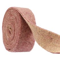 Cinta de fieltro cinta de lana tejido decorativo vino rojo beige 7,5cm 5m